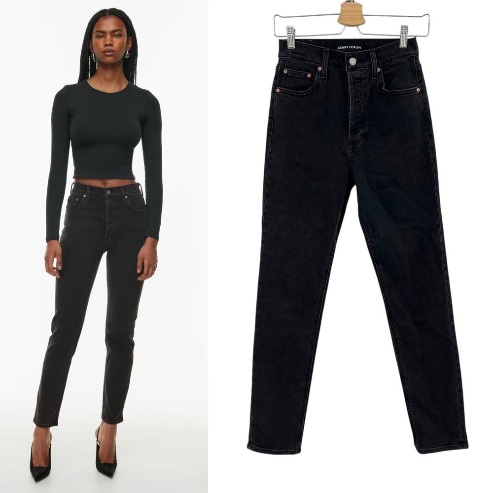 Aritzia Denim Forum The Yoko High Rise Slim Jeans High Waisted Black Size 25